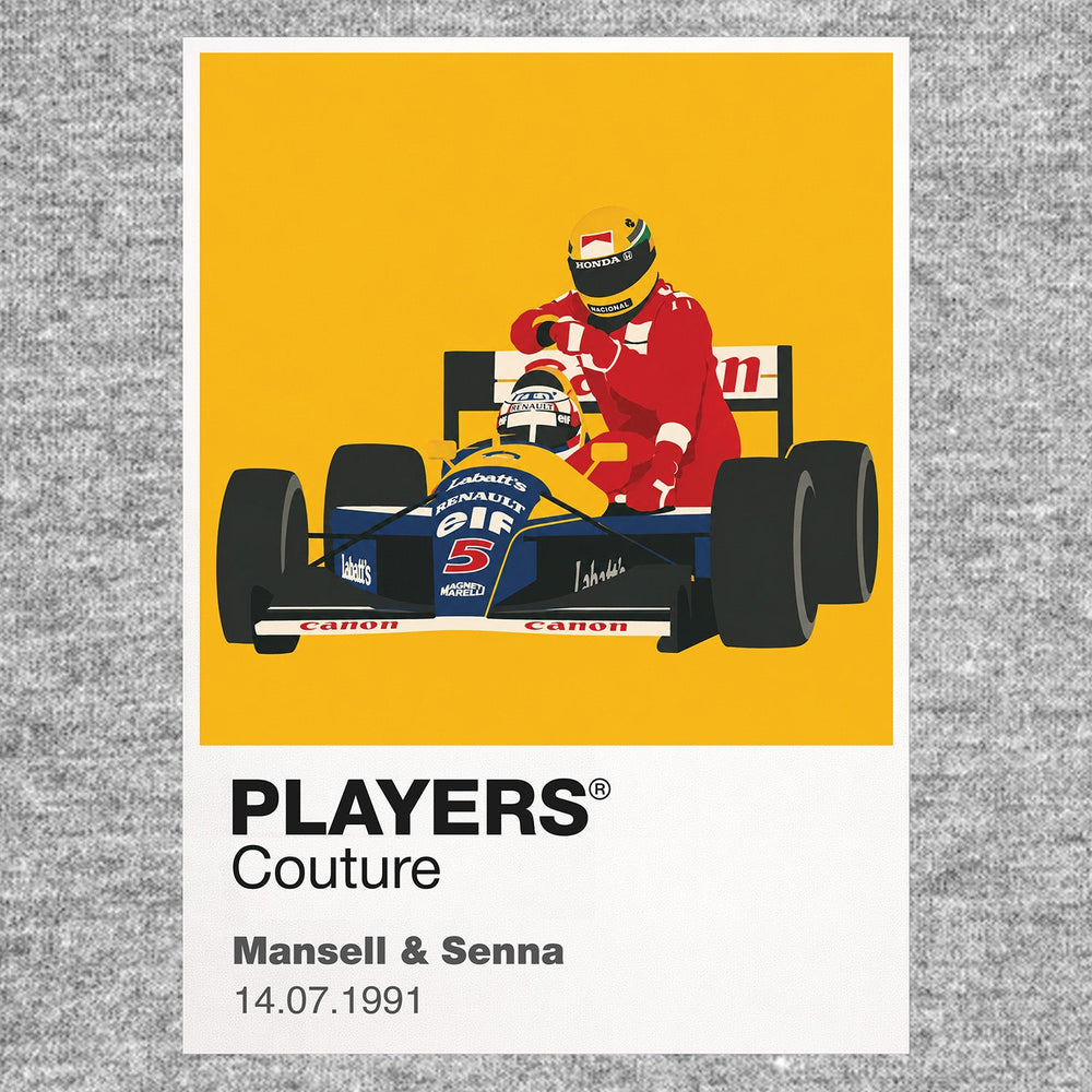Mansell and Senna Taxi Formula 1 T-shirt – grey view