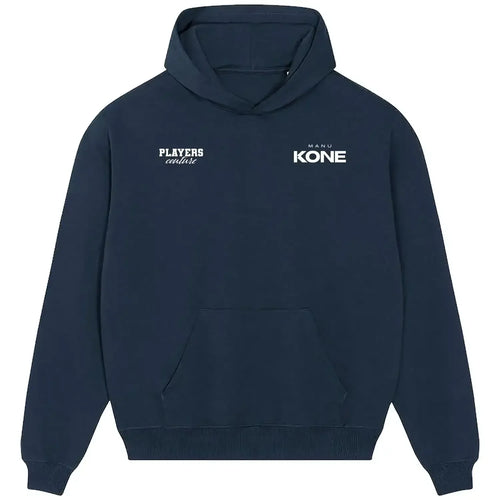 Manu Kone hoodie – navy men's hoodie featuring the Manu Kone Players Couture logo