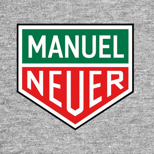 Manuel Neuer Logo Men's T-Shirt – grey close-up detail shot of the Manuel Neuer Players Couture logo design