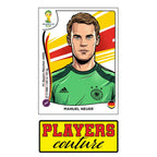 Manuel Neuer World Cup Sticker Men's T-Shirt – close-up detail shot of the Manuel Neuer World Cup Players Couture logo design
