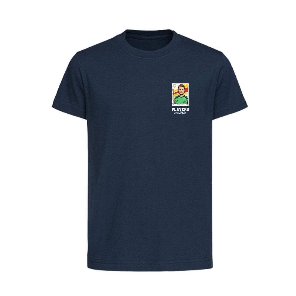 Manuel Neuer World Cup Sticker Kids T-Shirt – manuel neuer sticker kids navy tshirt Players Couture design