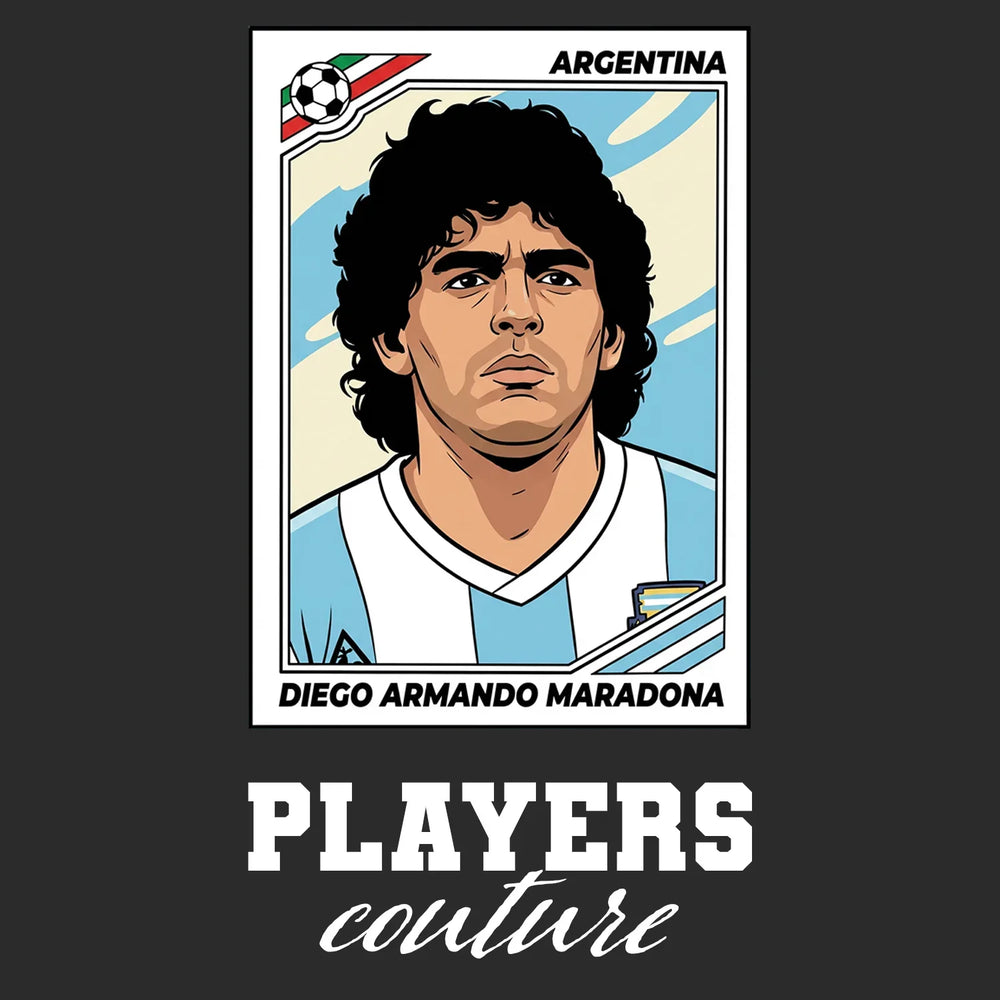 Diego Maradona 1986 World Cup Sticker Men's T-Shirt – close-up detail shot of the Diego Maradona 1986 World Cup Players