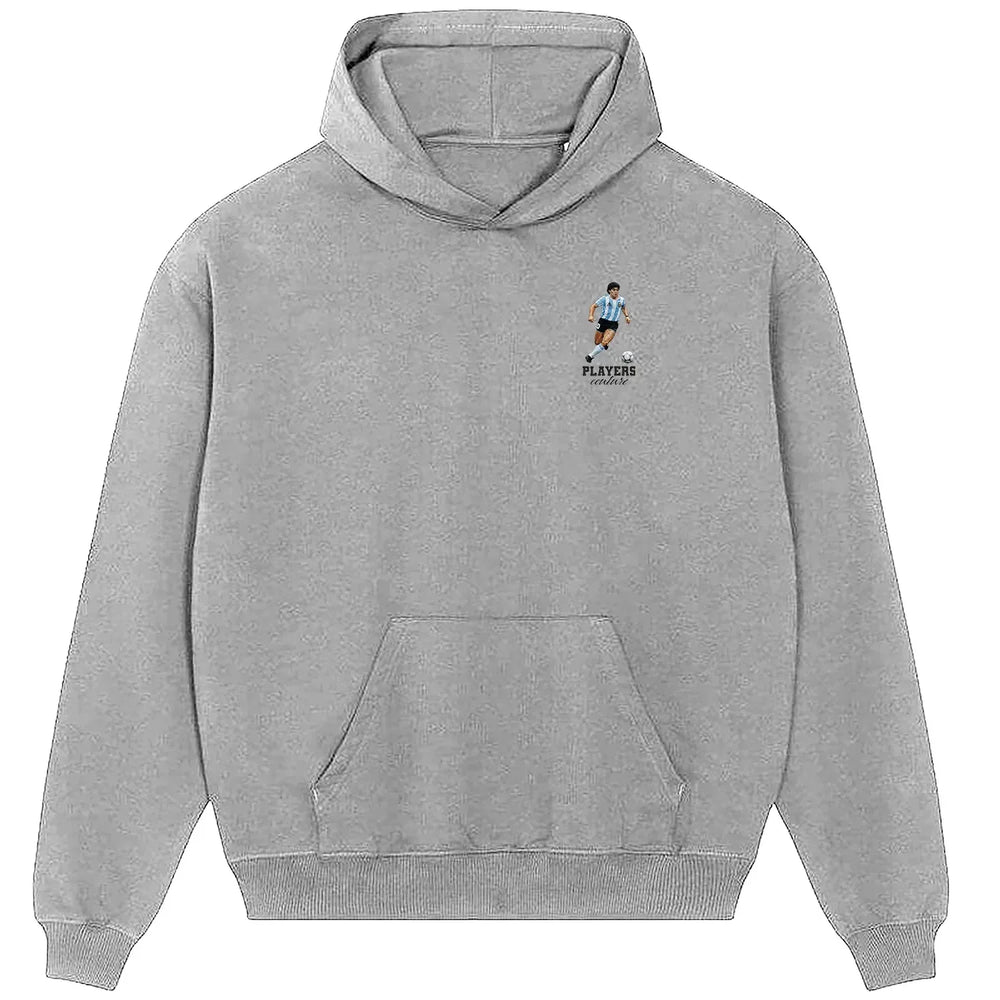 Diego Maradona Dribble hoodie – grey men's hoodie featuring the Diego Maradona Dribble Players Couture logo