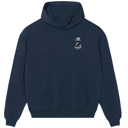Diego Maradona Dribble hoodie – navy men's hoodie featuring the Diego Maradona Dribble Players Couture logo