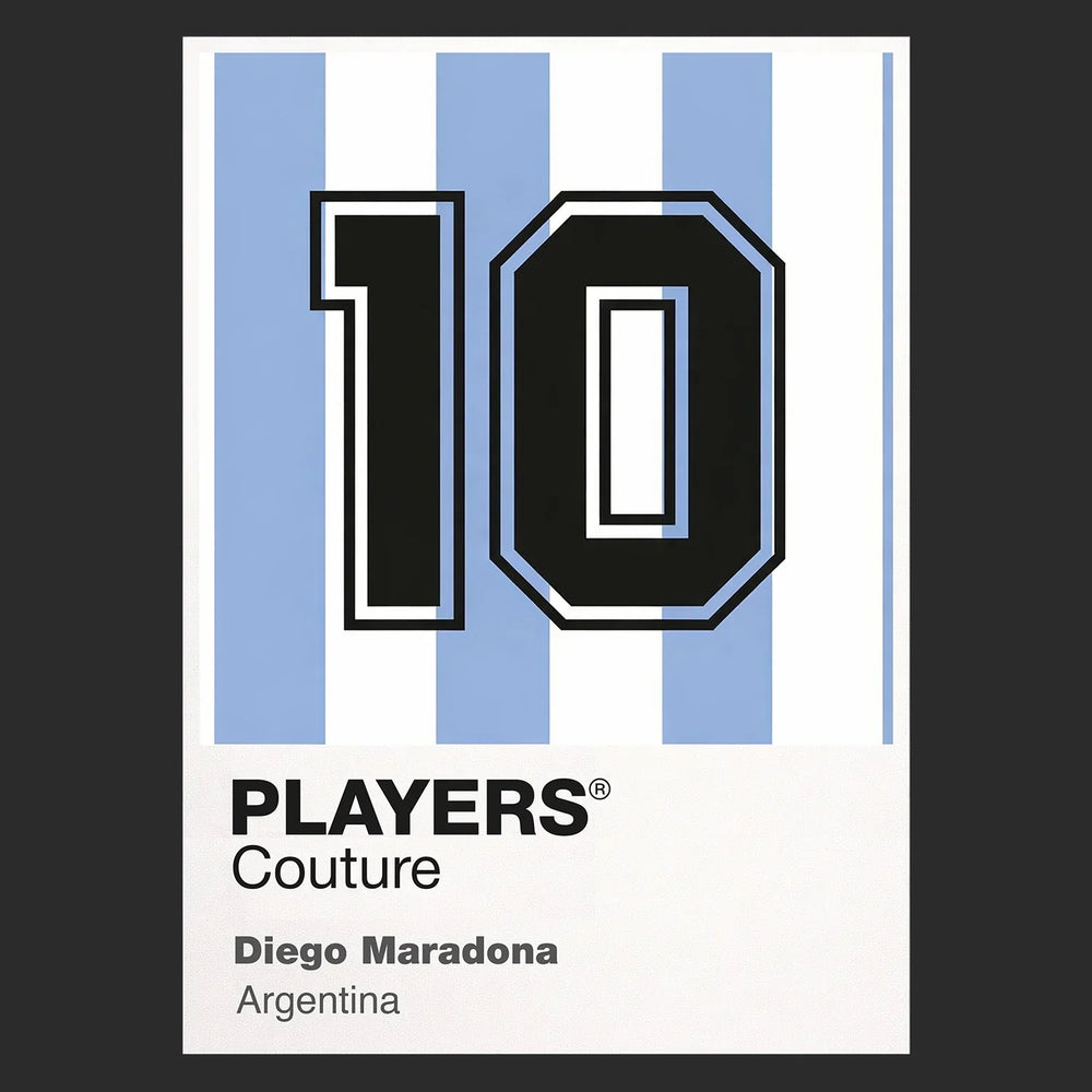Maradona 10 Football Shirt Frame Men's Hoodie – black close-up detail shot of the Diego Maradona Players Couture logo design