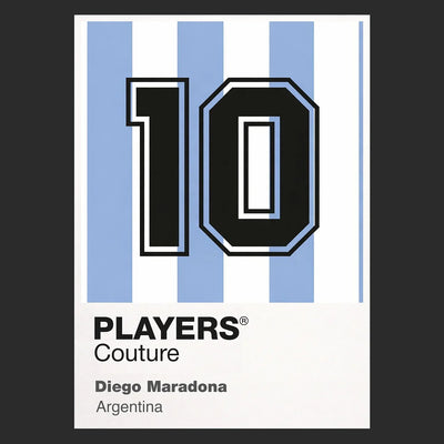 Maradona 10 Football Shirt Frame Men's Hoodie – black close-up detail shot of the Diego Maradona Players Couture logo design