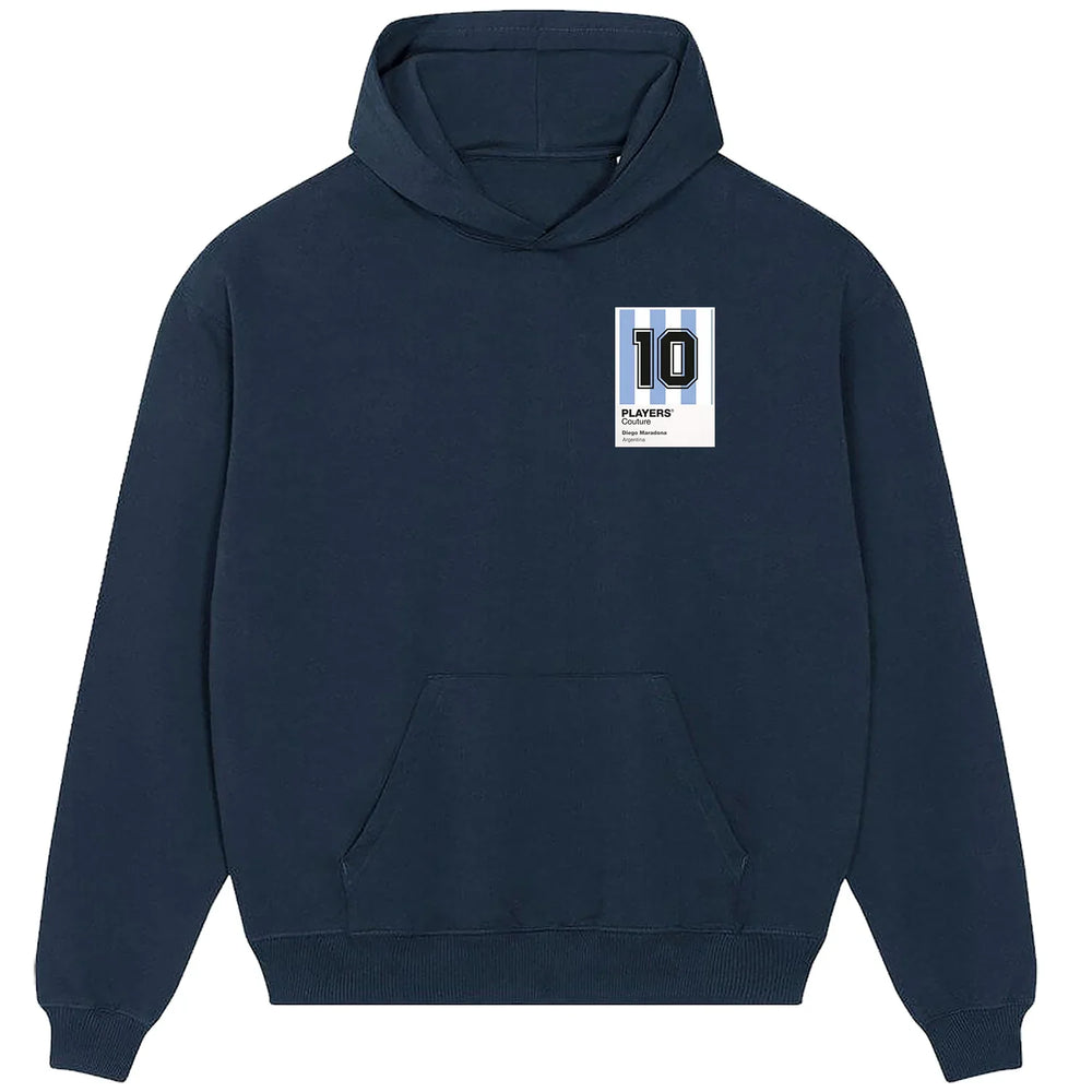 Maradona 10 Football hoodie – navy men's hoodie featuring the Maradona 10 Football Players Couture logo