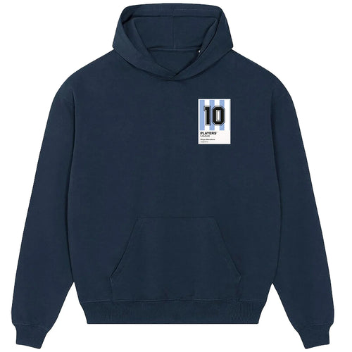 Maradona 10 Football hoodie – navy men's hoodie featuring the Maradona 10 Football Players Couture logo
