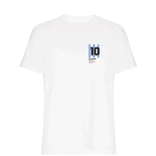 Diego Maradona 10 Football t-shirt – white men's t-shirt featuring the Diego Maradona 10 Football Players Couture logo
