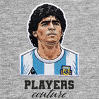 Diego Maradona Badge Men's Hoodie – grey close-up detail shot of the Diego Maradona Players Couture logo design