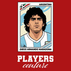 Diego Maradona 1986 World Cup Sticker Men's T-Shirt – close-up detail shot of the Diego Maradona 1986 World Cup Players