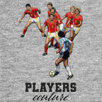 Diego Maradona v Belgium Badge Men's Hoodie – grey close-up detail shot of the Diego Maradona v Belgium Players Couture logo