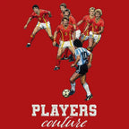 Diego Maradona v Belgium Badge Men's Hoodie – red close-up detail shot of the Diego Maradona v Belgium Players Couture logo
