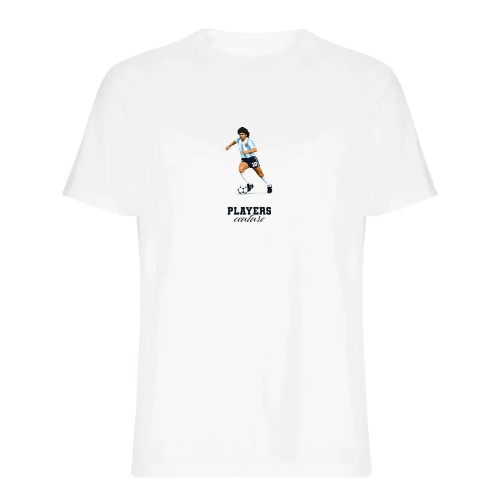 Maradona Icon t-shirt – white men's t-shirt with black Maradona Icon letters and Players Couture logo on the chest