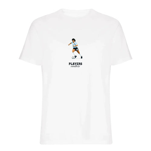 Maradona Icon t-shirt – white men's t-shirt with black Maradona Icon letters and Players Couture logo on the chest