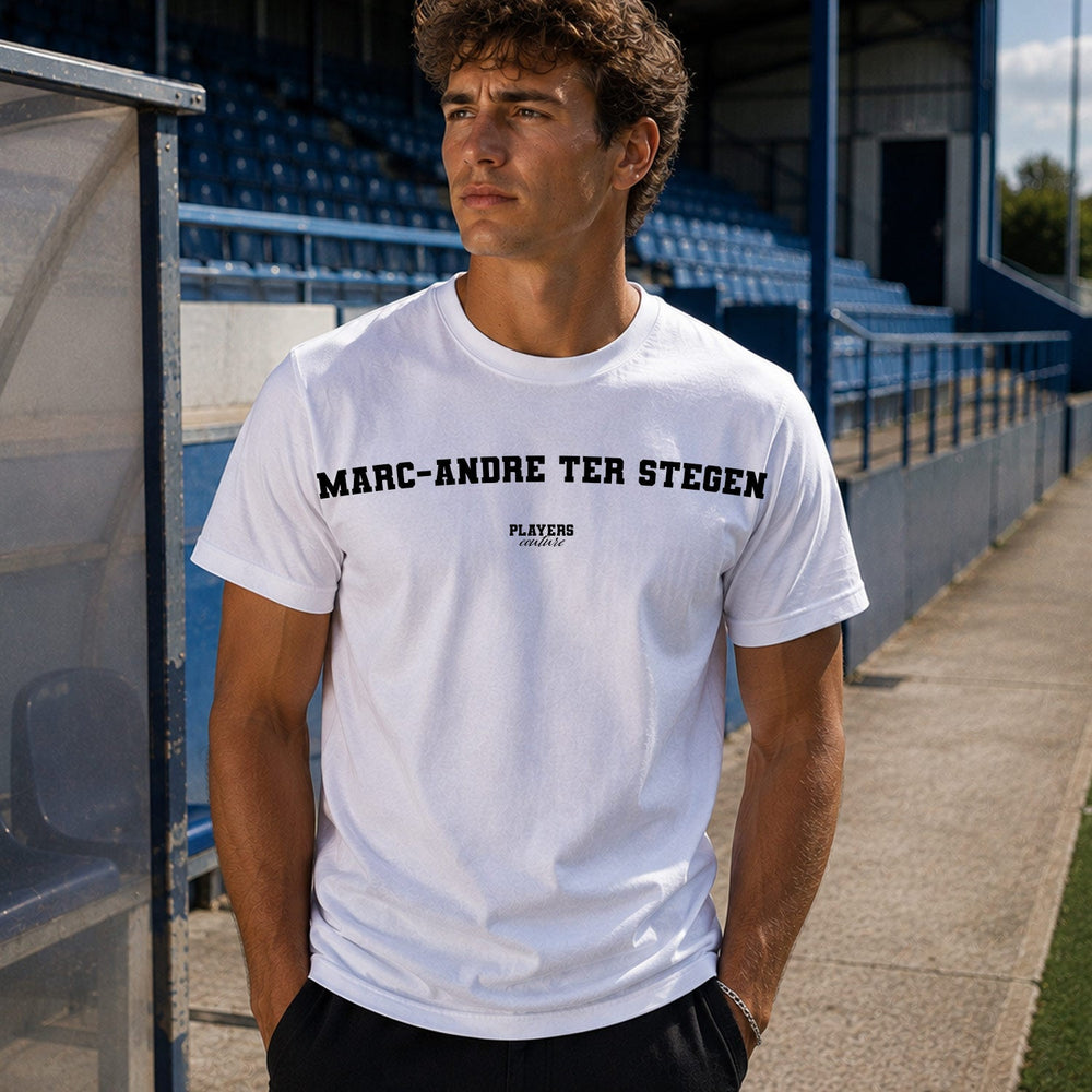 Marc-Andre ter Stegen Men's T-Shirt — lifestyle photo, White t-shirt