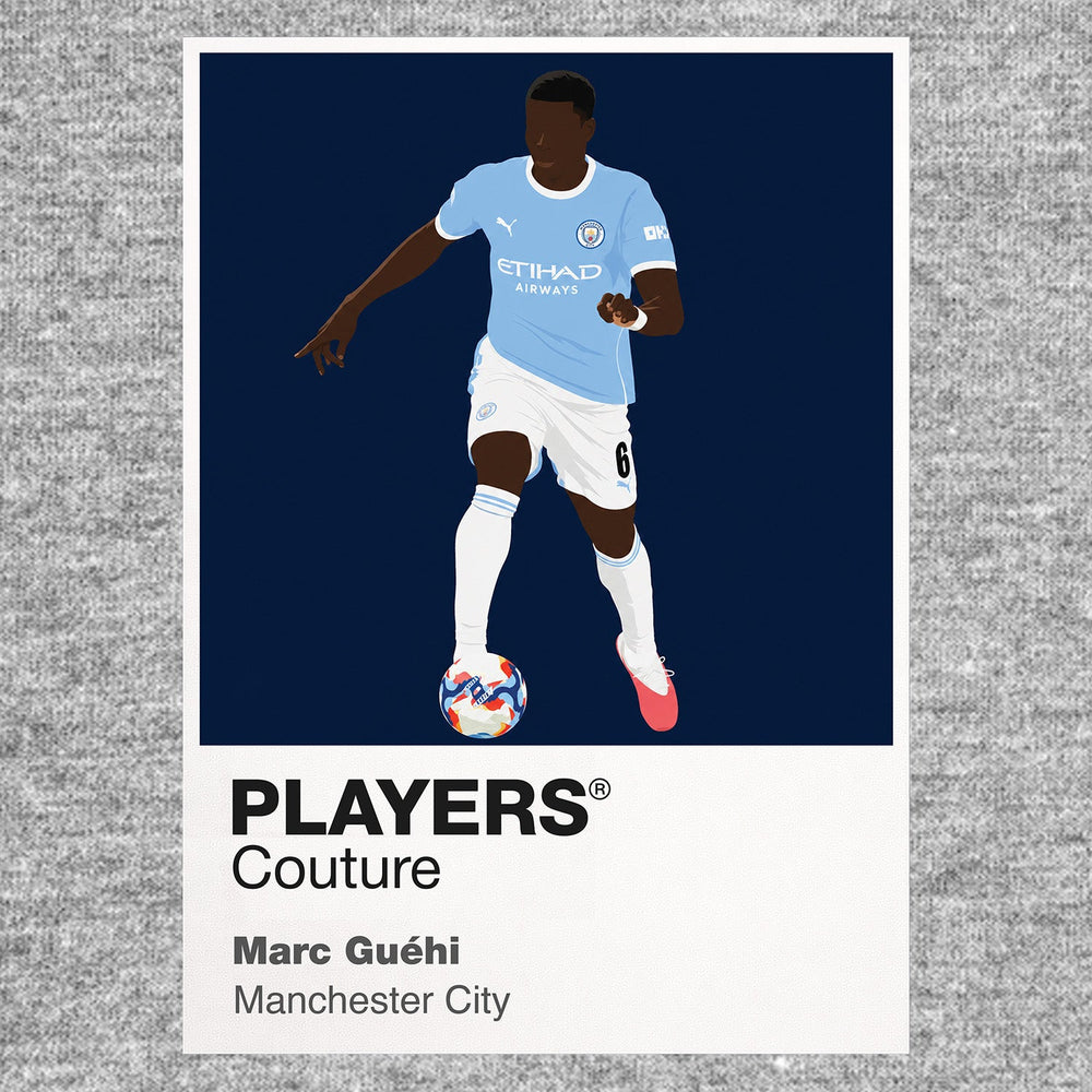 Marc Guéhi Manchester City grey Icon Frame artwork detail