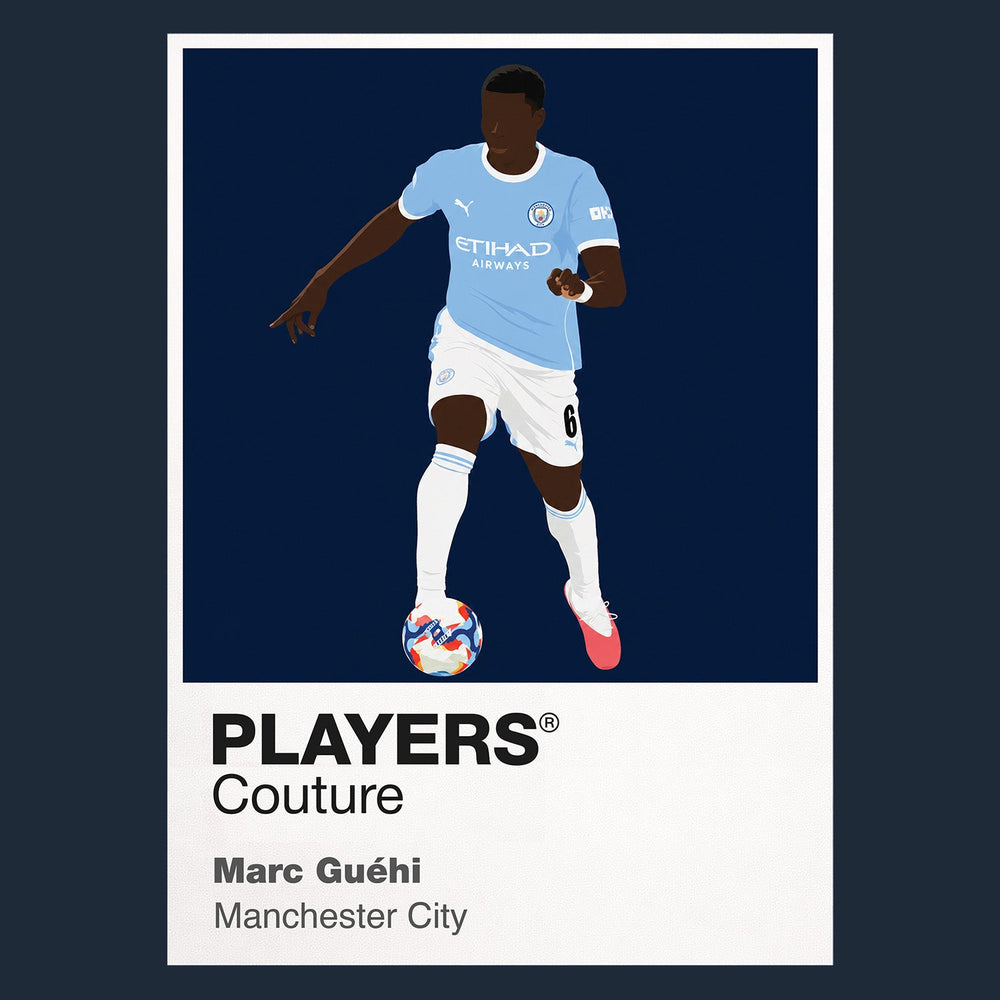 Marc Guéhi Manchester City navy Icon Frame artwork detail