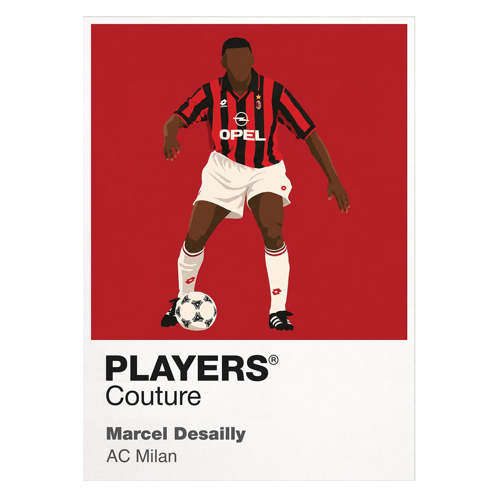 Marcel Desailly AC Milan white Icon Frame artwork detail