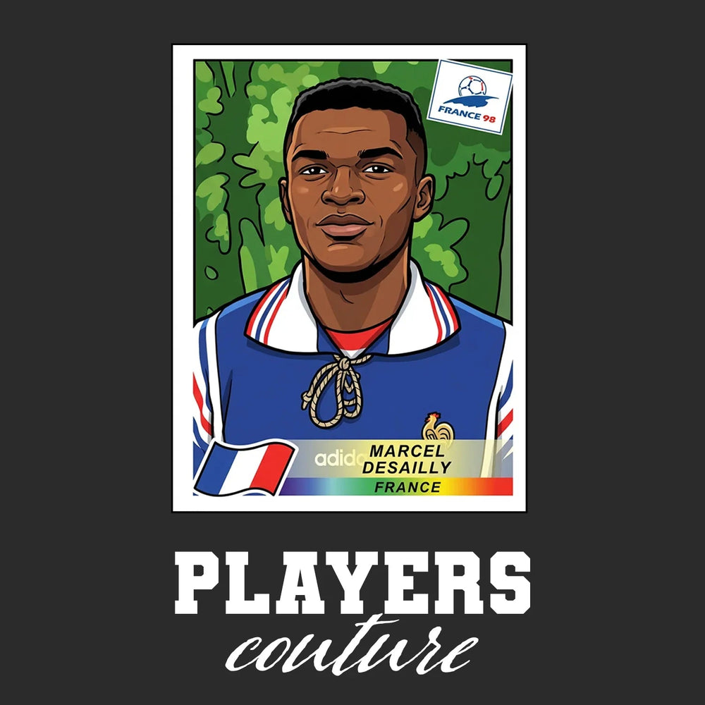 Marcel Desailly World Cup Sticker Men's Hoodie – marcel desailly black Players Couture design