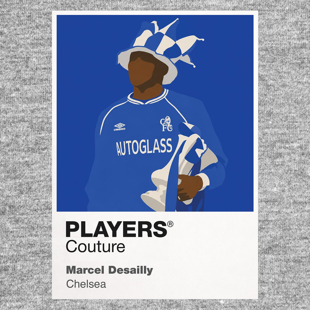 Marcel Desailly Chelsea grey Icon Frame artwork detail