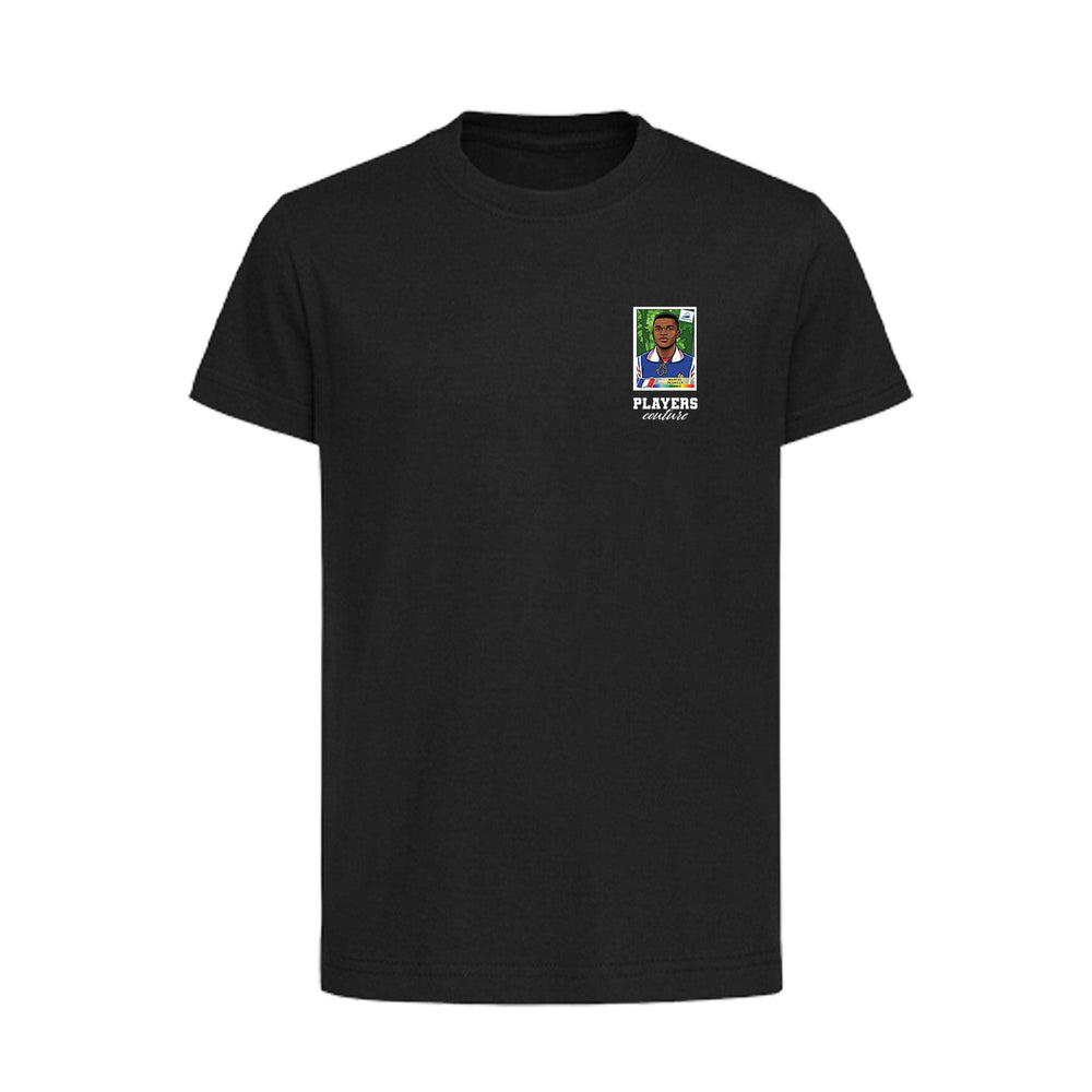 Marcel Desailly World Cup Sticker Kids T-Shirt – marcel desailly sticker kids black tshirt Players Couture design