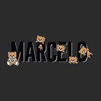 Marcelo Logo Men's T-Shirt – black close-up detail shot of the Marcelo Players Couture logo design