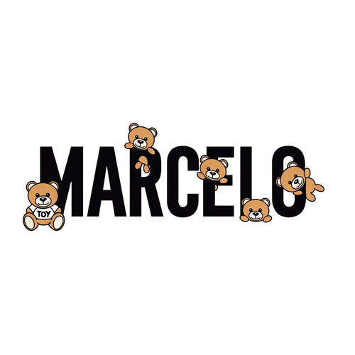 Marcelo Logo Men's T-Shirt – white close-up detail shot of the Marcelo Players Couture logo design