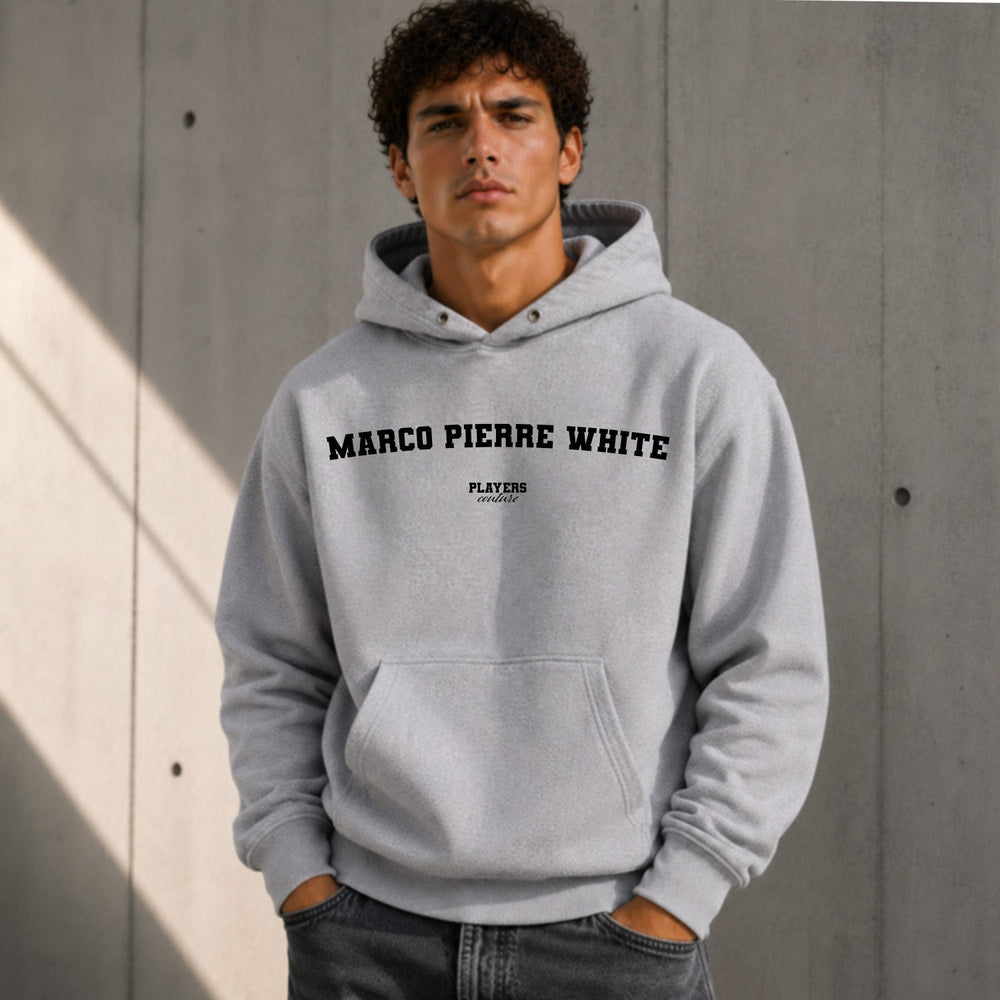 Marco Pierre White name-print hoodie - grey