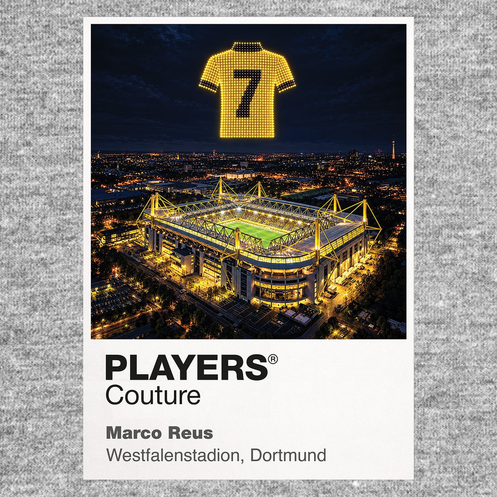 Marco Reus Borussia Dortmund number 11 Icons in Lights Frame artwork in grey