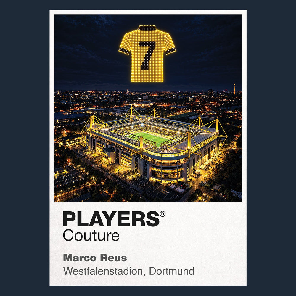 Marco Reus Borussia Dortmund number 11 Icons in Lights Frame artwork in navy