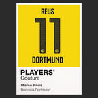 Marco Reus 11 Football Shirt Frame Men's Hoodie – black close-up detail shot of the Marco Reus Players Couture logo design