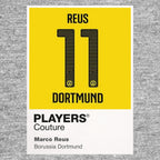 Marco Reus 11 Football Shirt Frame Men's Hoodie – grey close-up detail shot of the Marco Reus 11 Football Players Couture