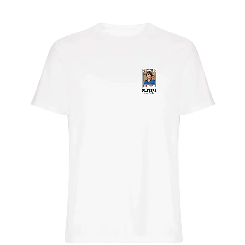 Marco Tardelli World Cup t-shirt – white men's t-shirt featuring the Marco Tardelli World Cup Players Couture logo