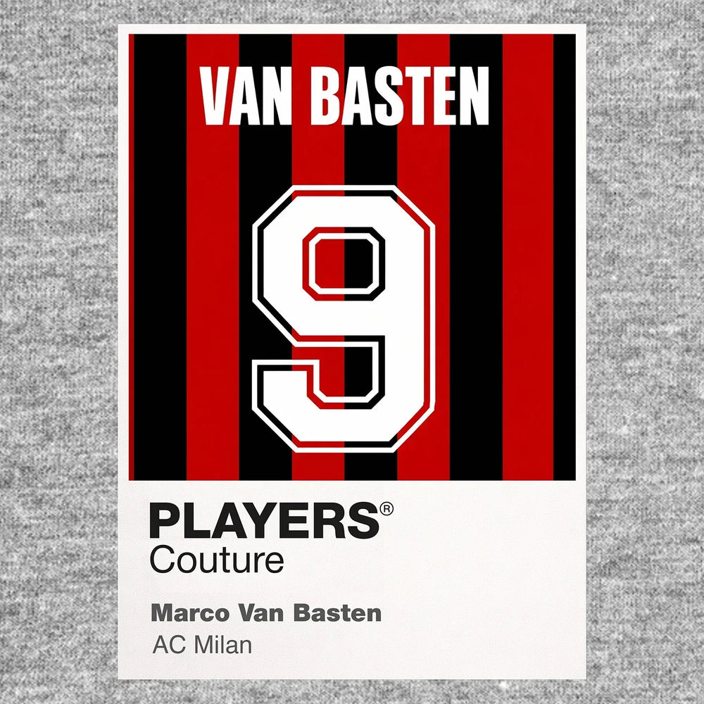 Marco Van Basten 9 Football Shirt Frame Men's Hoodie – grey close-up detail shot of the Marco Van Basten 9 Football Players