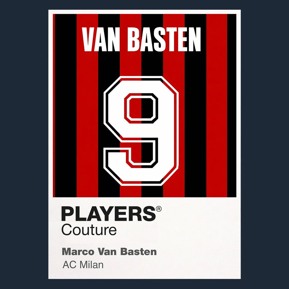 Marco Van Basten 9 Football Shirt Frame Men's Hoodie – navy close-up detail shot of the Marco Van Basten 9 Football Players