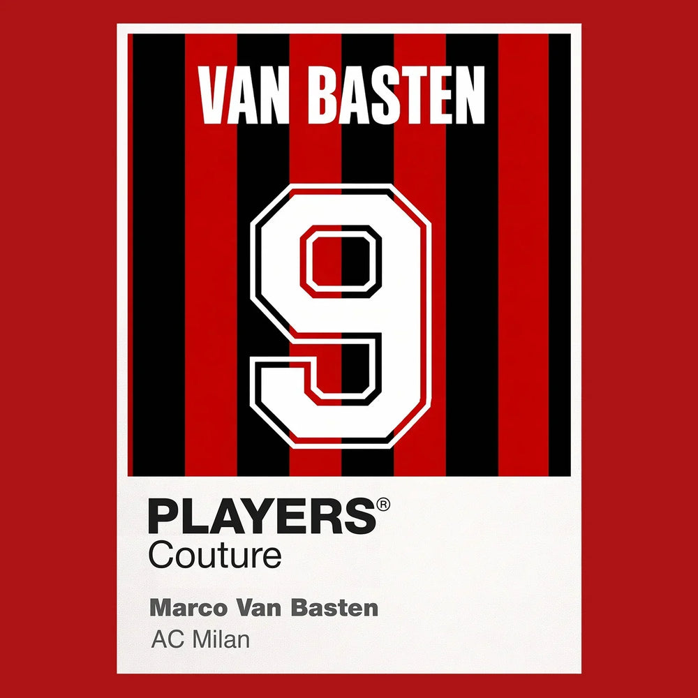 Marco Van Basten 9 Football Shirt Frame Men's Hoodie – red close-up detail shot of the Marco Van Basten Players Couture logo