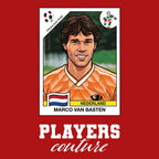 Marco Van Basten World Cup Sticker Men's T-Shirt – red close-up detail shot of the Marco Van Basten World Cup Players