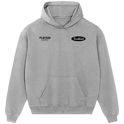 Marcus Rashford hoodie – grey men's hoodie featuring the Marcus Rashford Players Couture logo