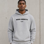 Mario Andretti name-print hoodie - grey