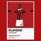 Mario Balotelli AC Milan red Icon Frame artwork detail