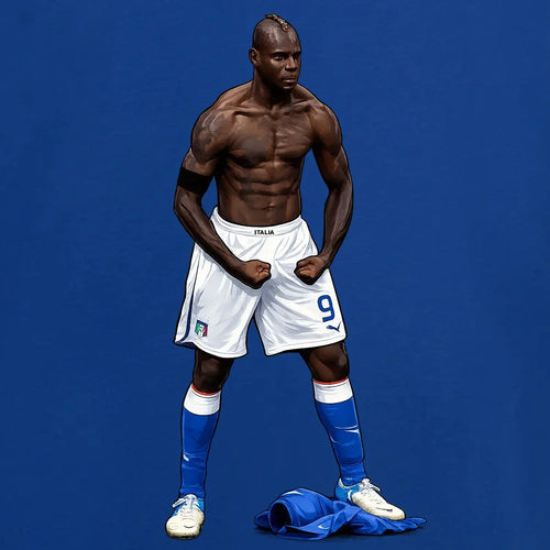 Mario Balotelli Icon hoodie – blue men's hoodie with white Mario Balotelli Icon letters and Players Couture logo on the chest