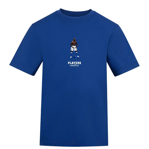 Mario Balotelli Icon t-shirt – blue men's t-shirt with white Mario Balotelli Icon letters and Players Couture logo on the