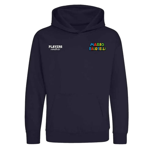Mario Balotelli hoodie – navy kids' hoodie featuring the Mario Balotelli Players Couture logo