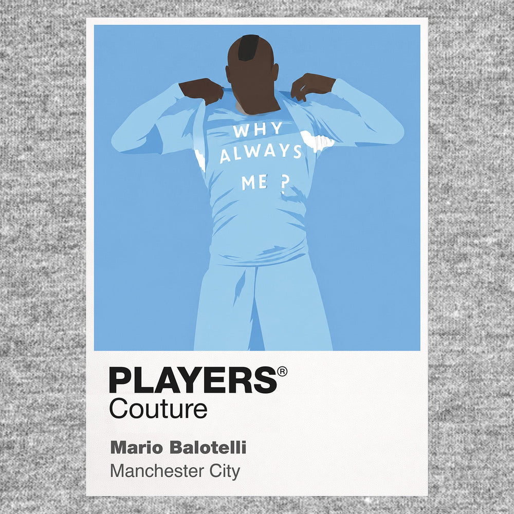 Mario Balotelli Manchester City Icon Frame Men's Hoodie — Gray Artwork