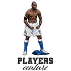 Mario Balotelli Badge Men's Hoodie – white close-up detail shot of the Mario Balotelli Players Couture logo design