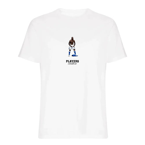 Mario Balotelli Icon t-shirt – white men's t-shirt with black Mario Balotelli Icon letters and Players Couture logo on the