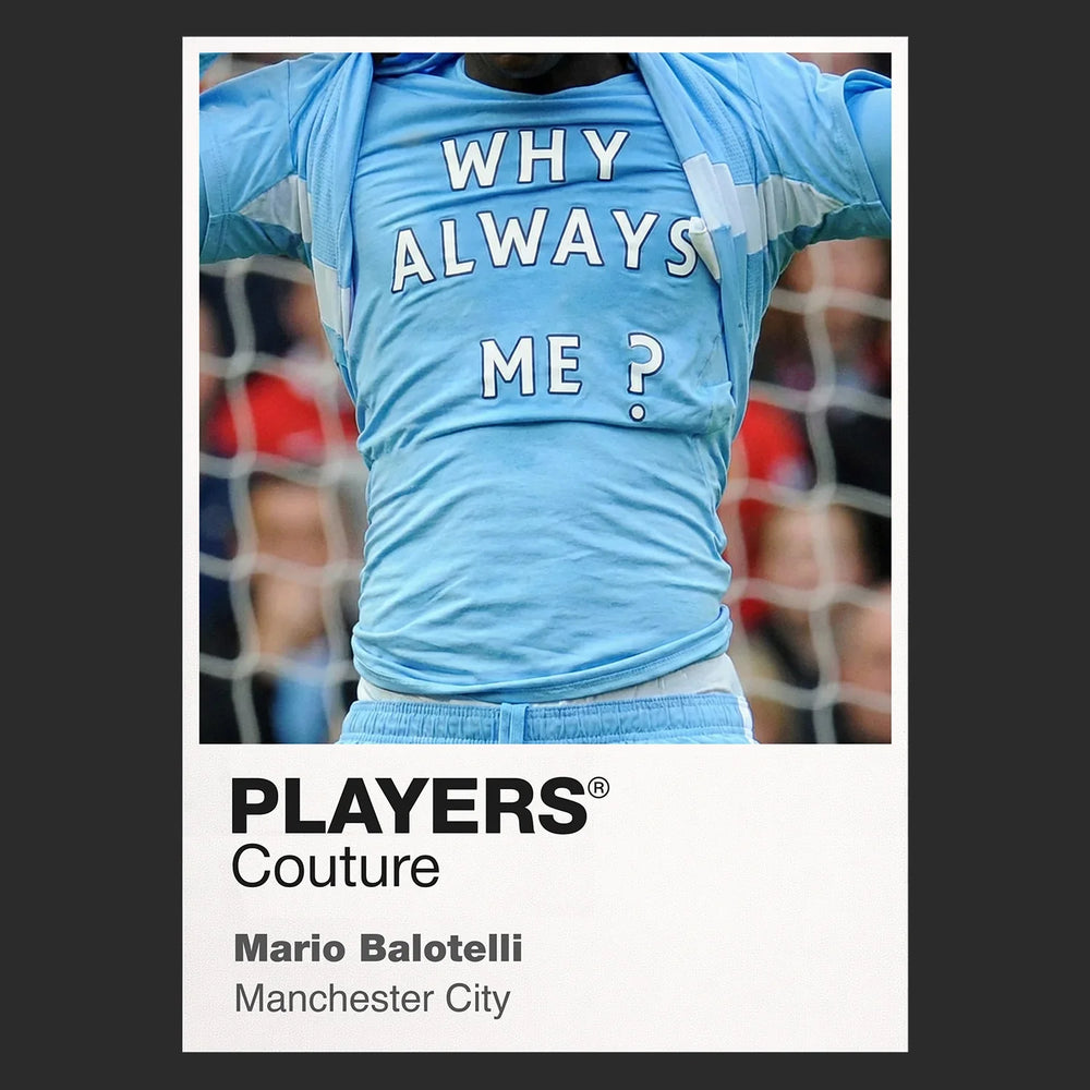 Mario Balotelli Why Always Me? Shirt Frame Men's Hoodie – black close-up detail shot of the Mario Balotelli Why Always Me?
