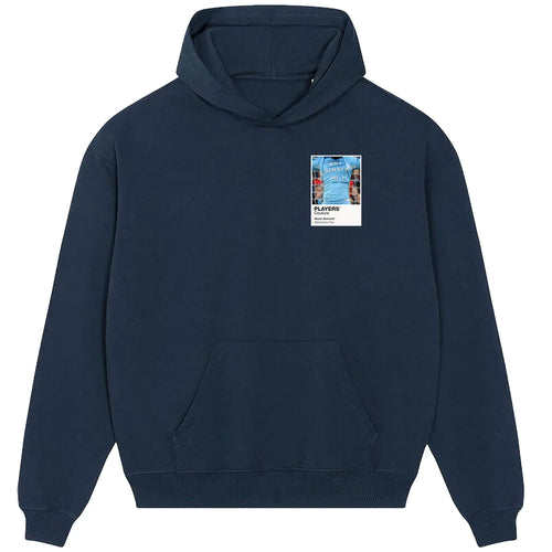 Mario Balotelli Why Always Me? hoodie – navy men's hoodie featuring the Mario Balotelli Why Always Me? Players Couture logo