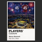 Mario Balotelli Inter Milan and AC Milan number 45 Icons in Lights Frame artwork with fireworks in black